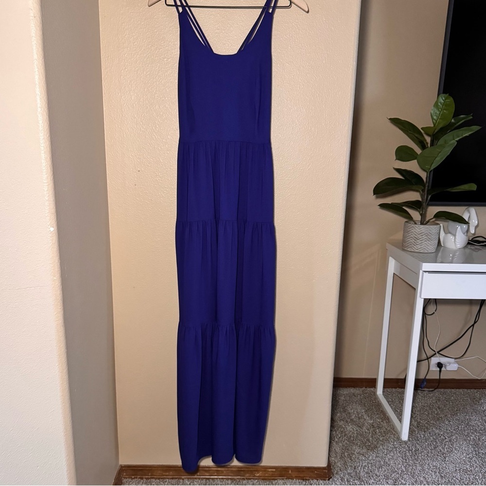 Ann Taylor Loft Tiered Maxi Full Length Sun Dress Cross Back Women’s size 4 - Picture 2 of 13